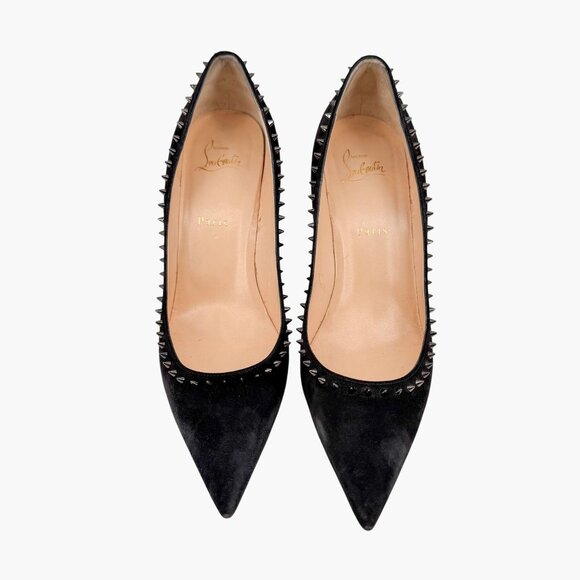 Christian Louboutin Anjalina 85 Black Suede Spike Pumps Heels Size 40.5 US 10.5 - Picture 3 of 15